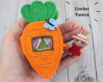 CROCHET PATTERN: Betsy Bunny and Her Carrot House (English Only - US Terminology)