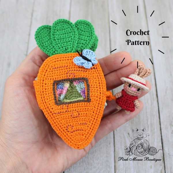 CROCHET PATTERN: Betsy Bunny and Her Carrot House (English Only - US Terminology)