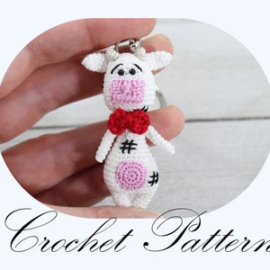 HÄKELMUSTER: Amigurumi Kuh, Kuh Schlüsselanhänger, Kuh gehäkelt, Kuh Anleitung (nur auf Englisch)