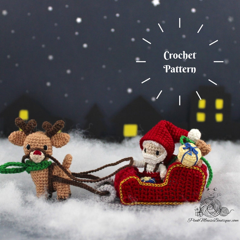 CROCHET PATTERN: Miniature Christmas Set English Only US Terminology image 1