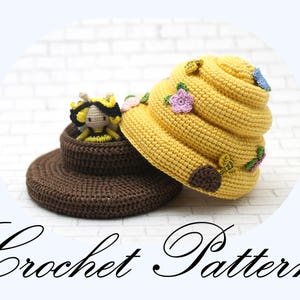 CROCHET PATTERN: Amigurumi Honey Bee in Crochet Beehive English Only image 1