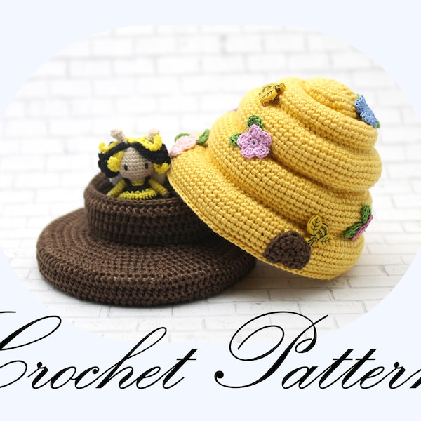 CROCHET PATTERN: Amigurumi Honey Bee in Crochet Beehive (English Only)