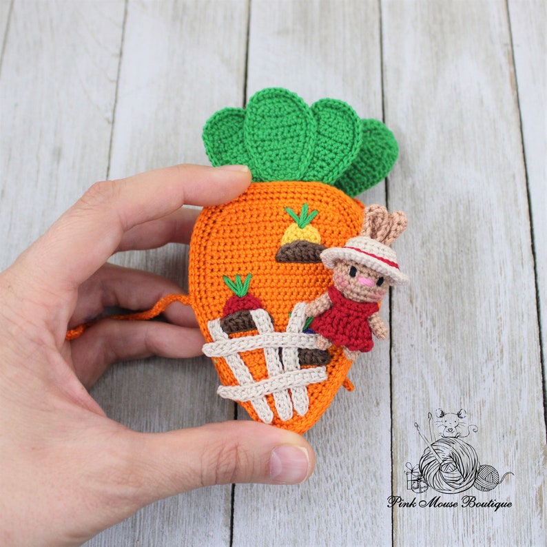 CROCHET PATTERN: Betsy Bunny and Her Carrot House English Only US Terminology image 7