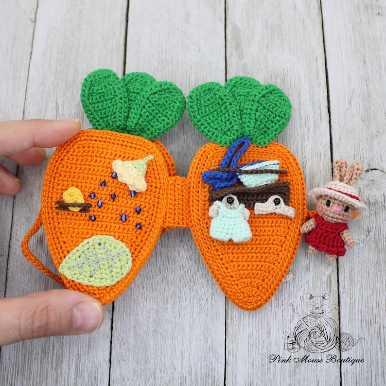 CROCHET PATTERN: Betsy Bunny and Her Carrot House English Only US Terminology image 6