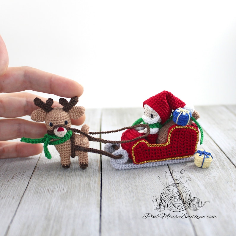 CROCHET PATTERN: Miniature Christmas Set English Only US Terminology image 3