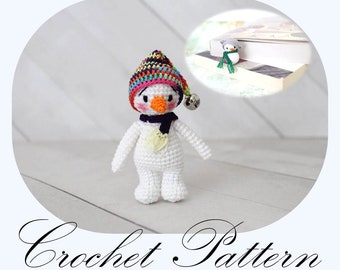 Crochet Pattern: Amigurumi Snowman Ornament and Snowman Bookmark (ENGLISH ONLY)