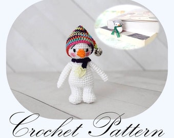 Haakpatroon: Amigurumi sneeuwpopornament en sneeuwpop boekenlegger (ALLEEN IN HET ENGELS)