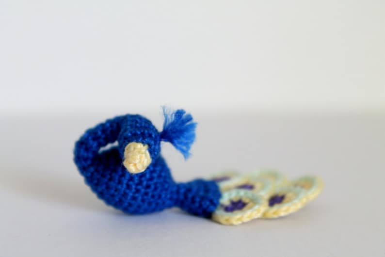 PATTERN: Tiny Crochet Peacock, Peacock Pattern, Small Bird Pattern, Peacock Tutorial, Amigurumi Pattern ENGLISH only image 3