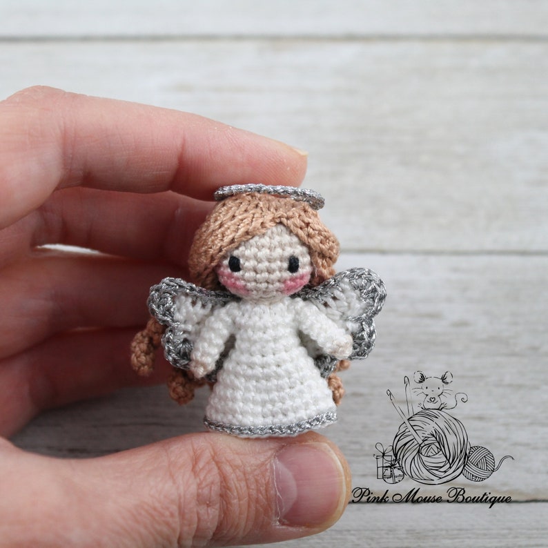 CROCHET PATTERN: Miniature Angel English Only US Terminology image 6