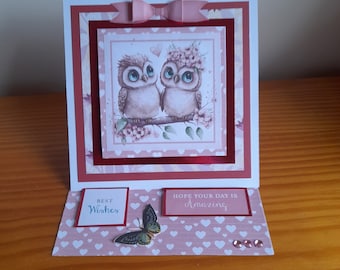 This easel Owl Birthday card.