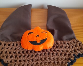 Horse Baseball style Pumpkin or Flower/bonnet/ Horses ears made in Recycled Cotton rope, Eco friendly Horses fly veil, washable in Brown.