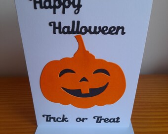 Lovely Halloween trick or treat Pumpkin card.