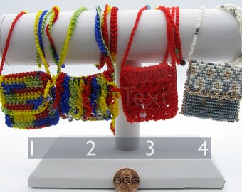 Tiny, Mini Purse Necklace, Hand Crocheted Or Beaded (MP001,002,003,004)