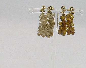 Post Earrings - Tiny Mottled Browns & Creams Or Frosted Tortoise Shell Fringe Beads (E149, E150)