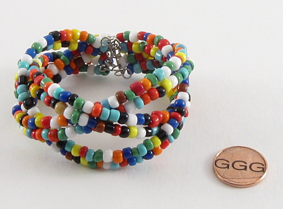 Memory Wire Cuff Bracelet - Fiesta Braided Beads (B060) - Etsy