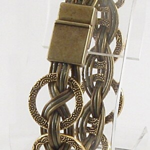 Bracelet Woven Leather & Brass Washers B143 image 4