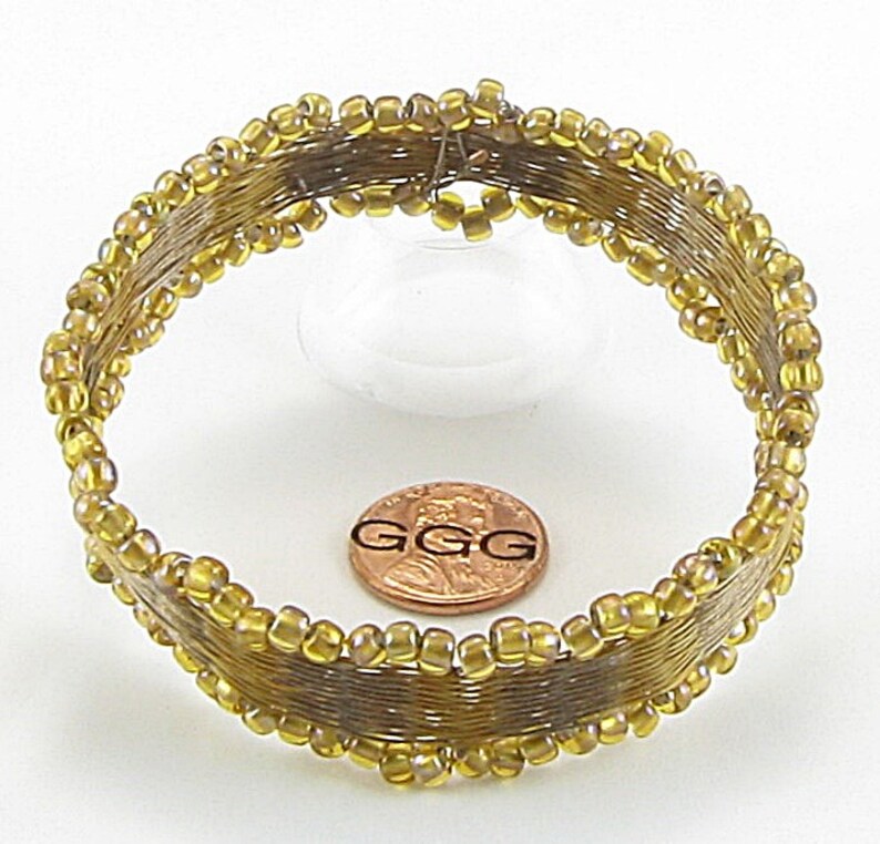 Bangle Bracelet Woven Beading Line & Light Brown Seed Beads Etsy UK