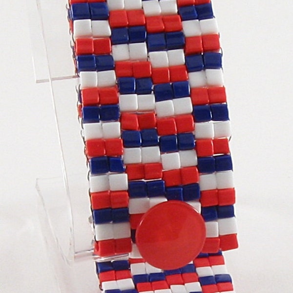 Bracelet - Cubes Rouge, Blanc & Bleu (B091)