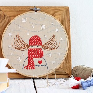 Embroidery hoop art. Winter Girl PDF Pattern. Hand embroidery PDF.