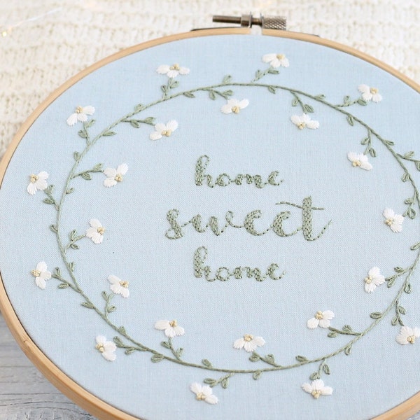 Home Sweet Home, Hand embroidery patterns, PDF pattern, Printable stitching pattern