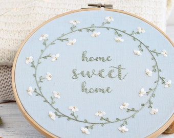 Home Sweet Home, Hand embroidery patterns, PDF pattern, Printable stitching pattern