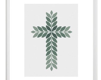 Minimalistic religious cross stitch PDF pattern, Jesus Christ modern embroidery, Simply crucifix DIY decoration, Beginner friendly craft