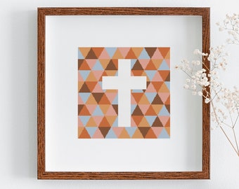 Jesus Cross cross stitch pattern, Christian embroidery pattern, Retro religous wall art, Counted chart template, PDF instant dowload