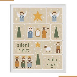 Modèle de point de croix pour crèche : décoration de Noël de la Sainte Famille (Modèle PDF)