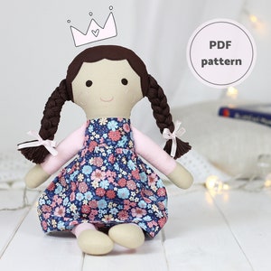 Cloth doll pattern, PDF tutorial, DIY sewing doll