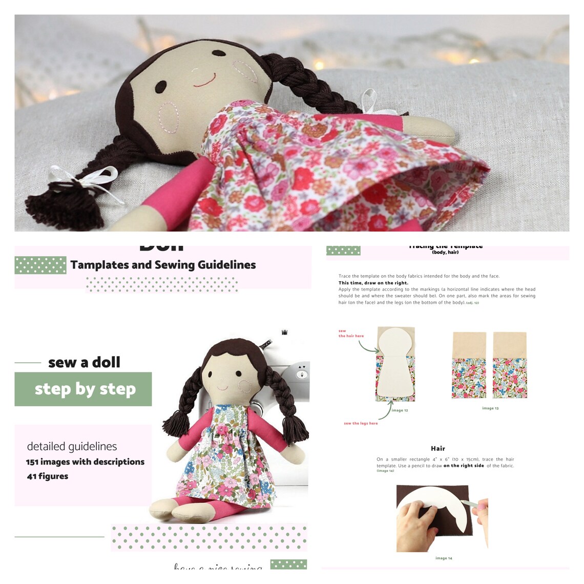 Cloth Doll Pattern PDF Tutorial DIY Sewing Doll - Etsy