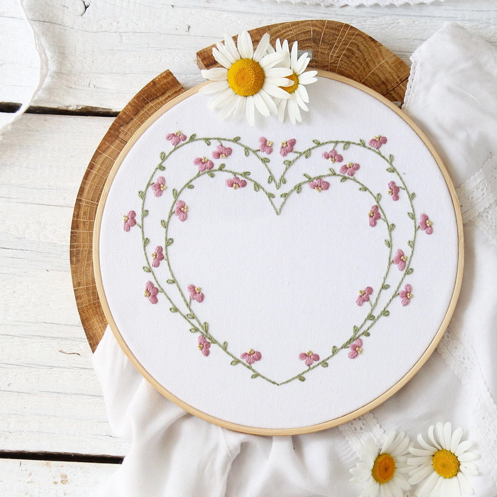Floral Hand Embroidery Patterns Heart Embroidery Pdf DIY - Etsy