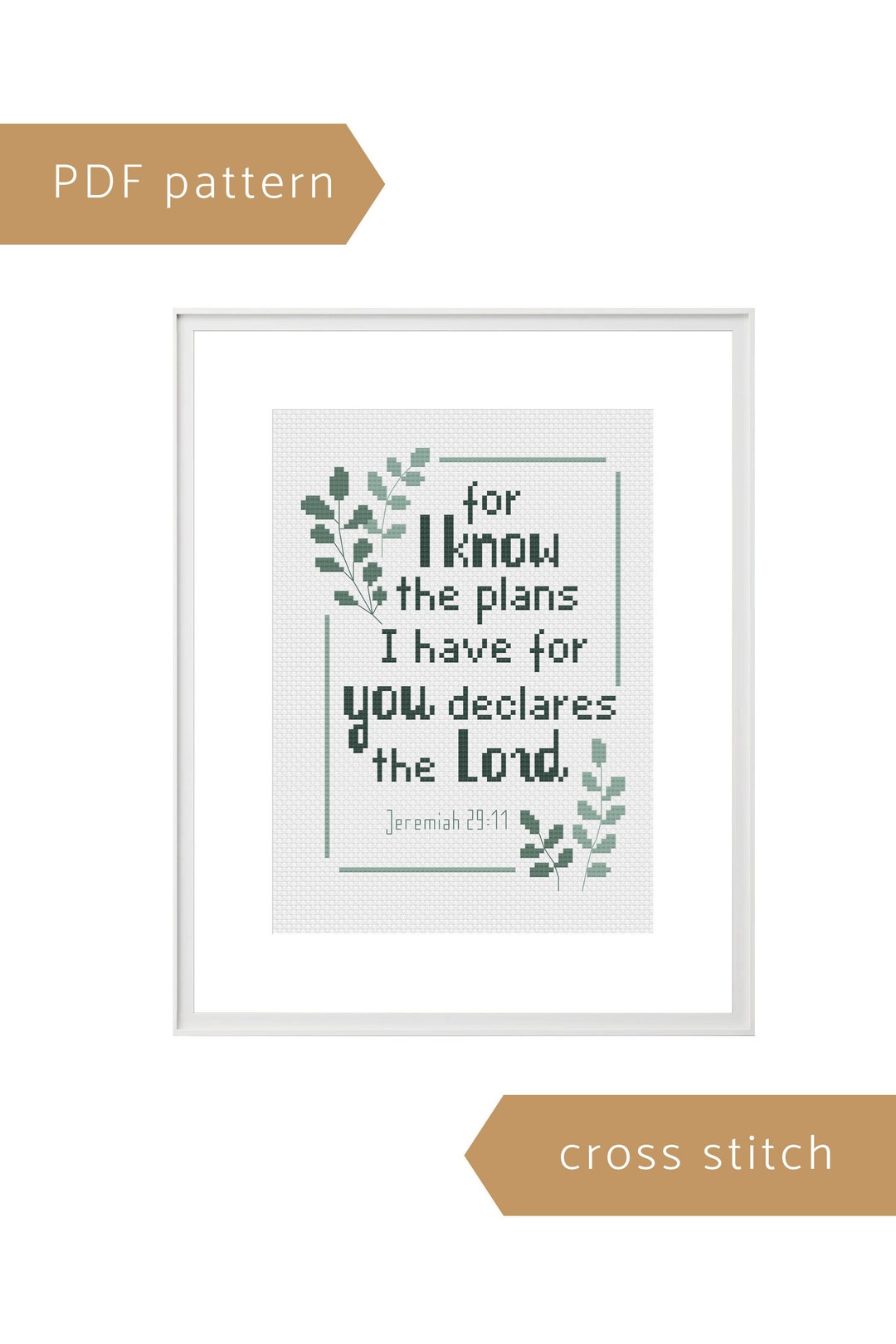 Bible Verse Cross Stitch Pattern, for I Know the Plans for You ...