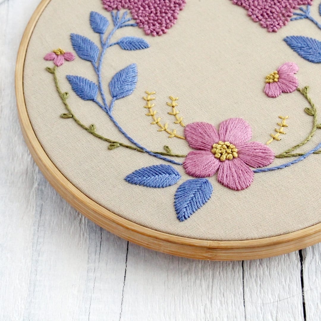 Floral Hand Embroidery Patterns, PDF Digital Download, 6 Size Hoop Art,  Modern Stitching 