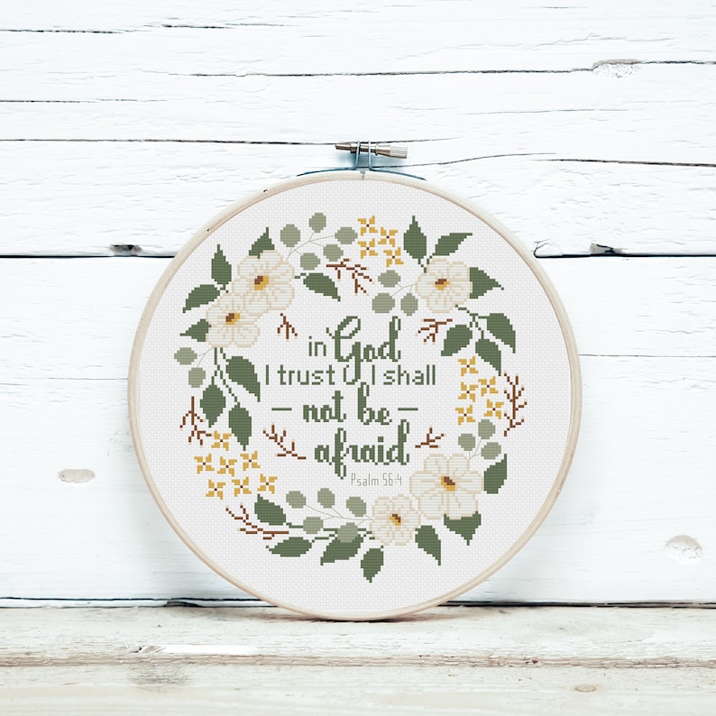 Christian Cross Stitch Pattern Bible Verse Psalm 56:4 in God | Etsy