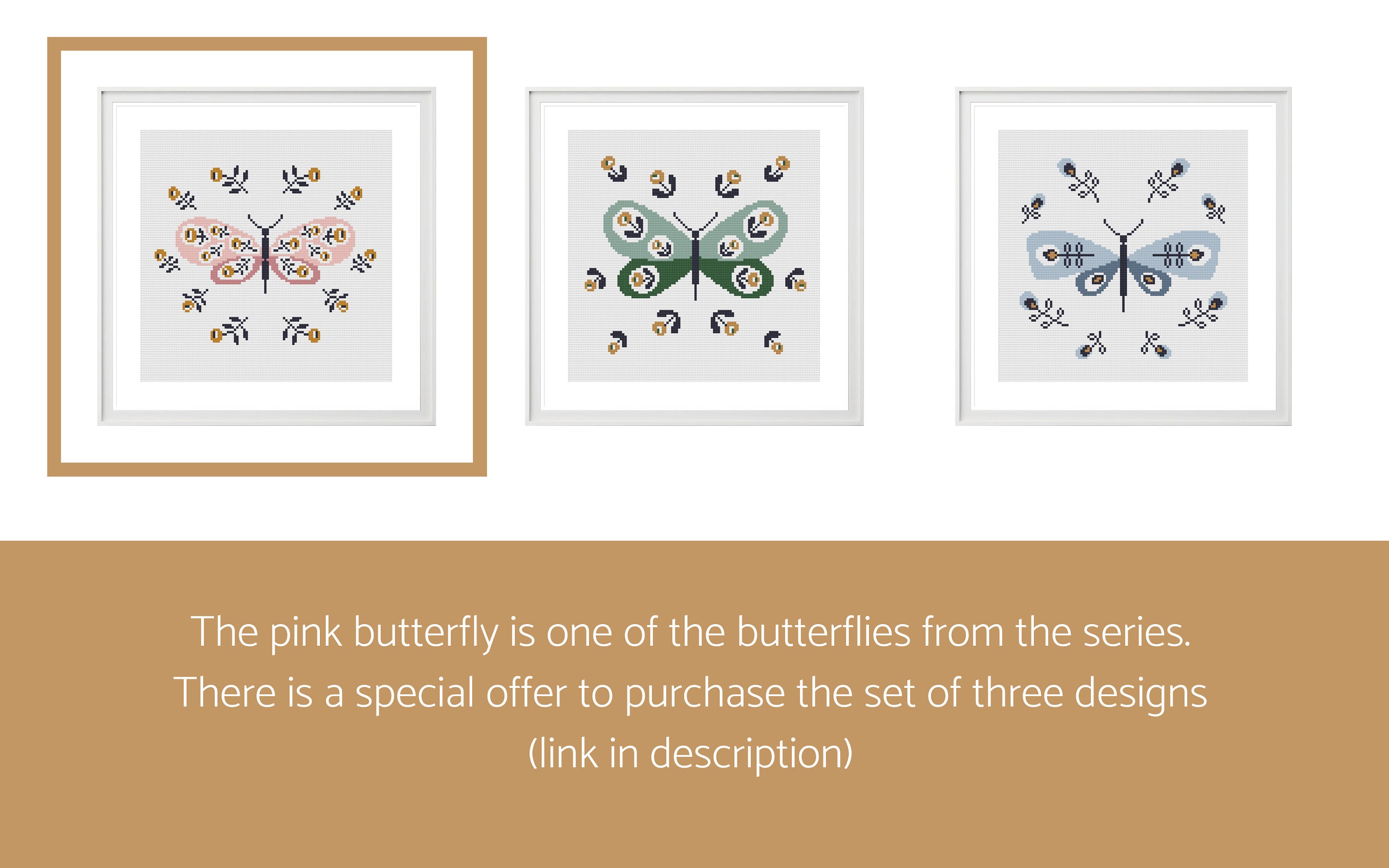Pink Butterfly Pdf Pink Butterfly Cross Stitch, Nurcery Decor, Diy Wall Decor, Modern Hoop ...
