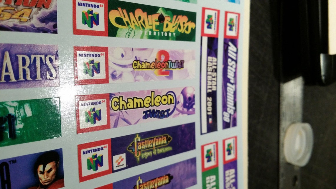 Nintendo N64 cartridge spine top end labels all U.S. games Etsy