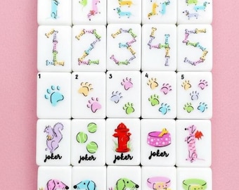 Conjunto de peças de Mahjong com Dachshund: Ilustrações originais, presente para amantes de cães (feito sob encomenda)