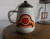 coffee pot, enamel coffee pot, bayon decor, Grand mere France