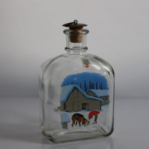 Holmegaard hand-painted  Christmas decanter, Christmas carafe, Christmas bottle, Design Harald Wiberg - Denmark, 1991