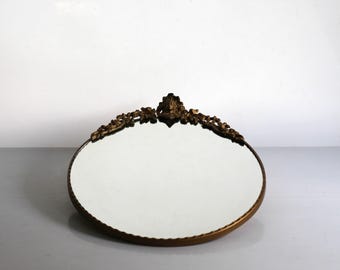 vintage oval Art Nouveau style wall mirror, hall mirror, Hollywood regency, 60s
