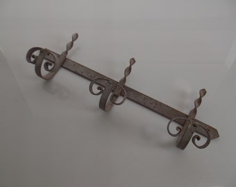 vintage iron French artisan made coat rack, hat rack, shabby chic coat rack