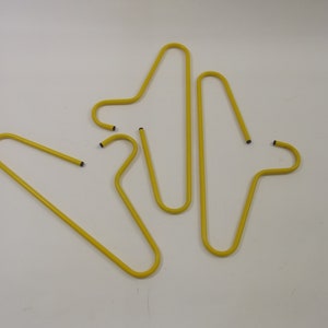 vintage design 1980s clothes hangers, set of 3, metal hangers, coat hangers,  Memphis style era, clothes hooks, tubular