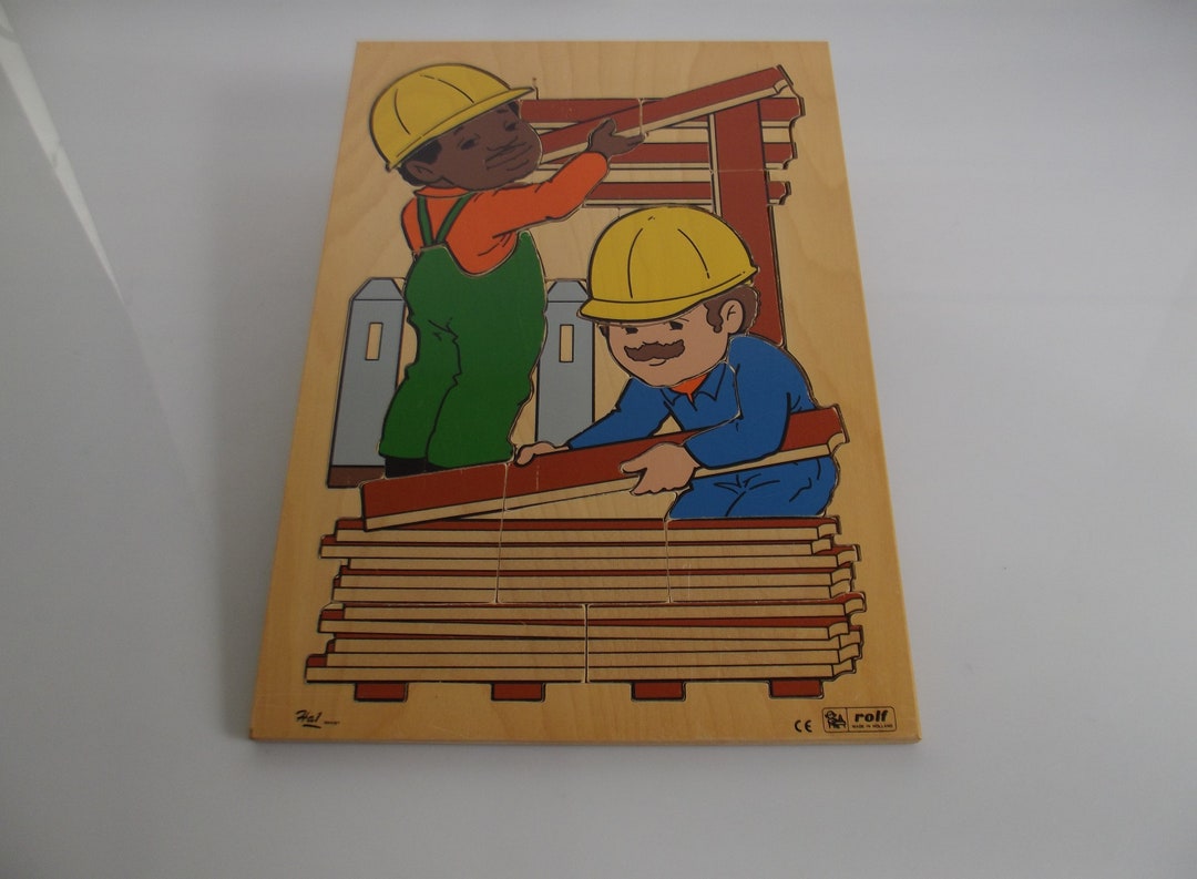 Wooden Rolf Puzzle Builders Building Site 1980s Wooden Etsy