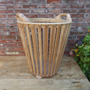 antique wooden basket, laundry basket, french basket, farmhouse decor, laundry basket