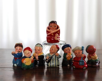 set med vintage pennvässare, pennvässare, dekorativa pennvässare, 1950-tal, samlarobjekt, pennvässare, set om 8