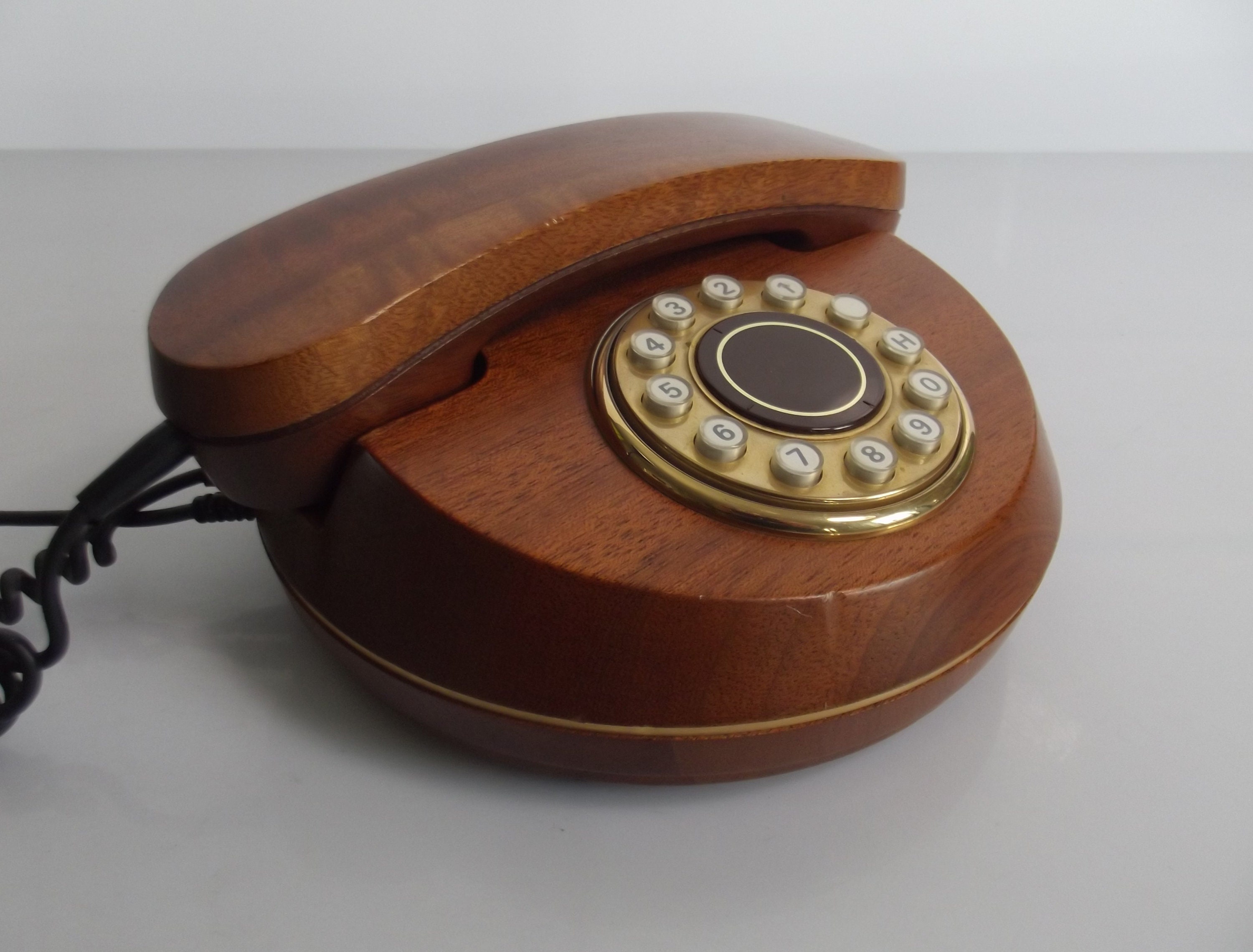 Telephone, 1980s, Wooden Telephone, Model; Monaco, Mahogany, 1987