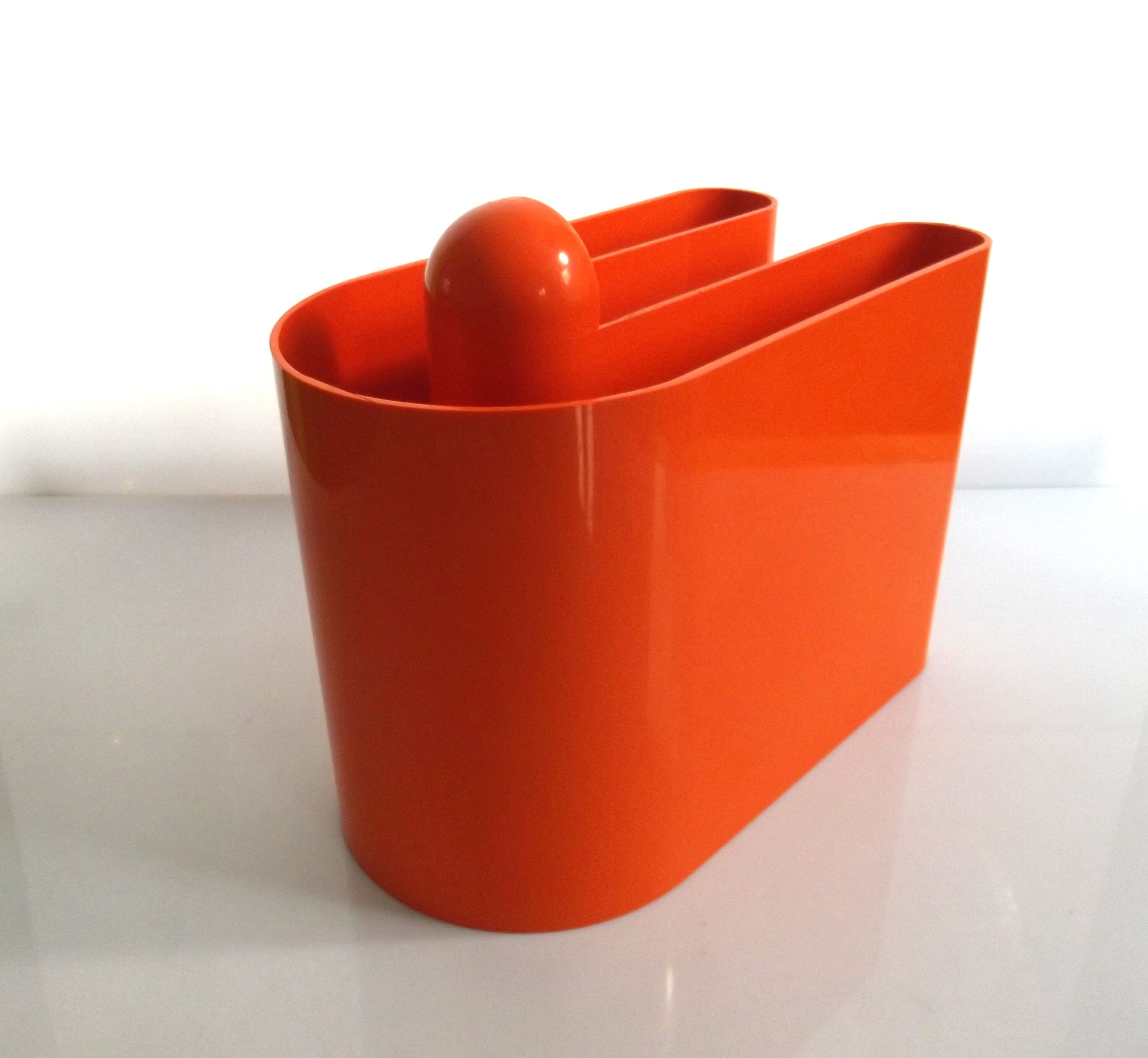 Vintage Design Magazine Rack, Magazine Stand, 1970s, Orange