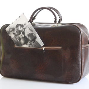vintage sports bag, small sports bag, weekend bag, brown bag, 70s