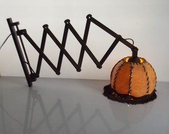 Wooden Scandinavian harmonica lamp, wall lamp, wall light, scissor lamp,scissor light,  foldable lamp, 1970s, wooden lamp