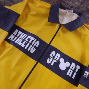 Disney 1990s Athletic sports jacket, yellow and blue raincoat, rain jacket, Disneyland Paris